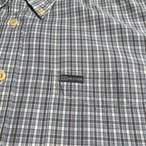 Tommy Hilfiger Blue White and Grey Plaid Button Down, XXL - Picture 8 of 8
